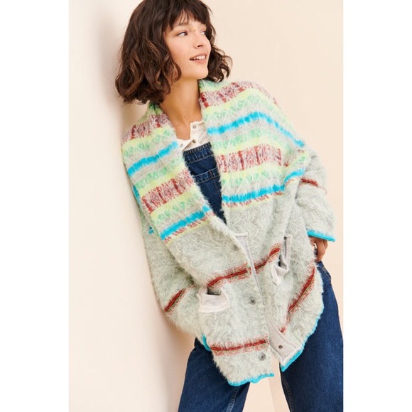 Free People Sweaters - Free People Fair Weather fuzzy striped cardigan